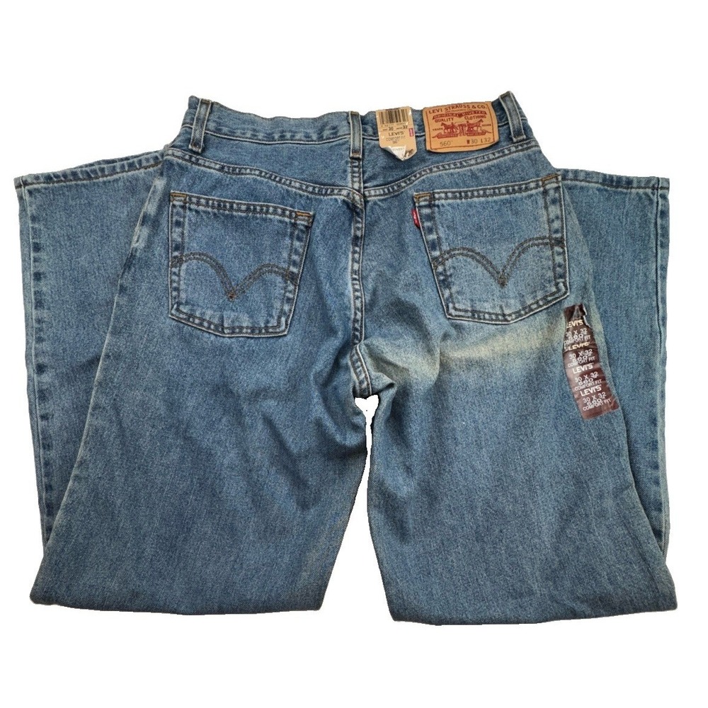 NWT Levis 560 Comfort Fit Jeans Mens 33x32 Blue Denim Pants Y2K '07 Faded